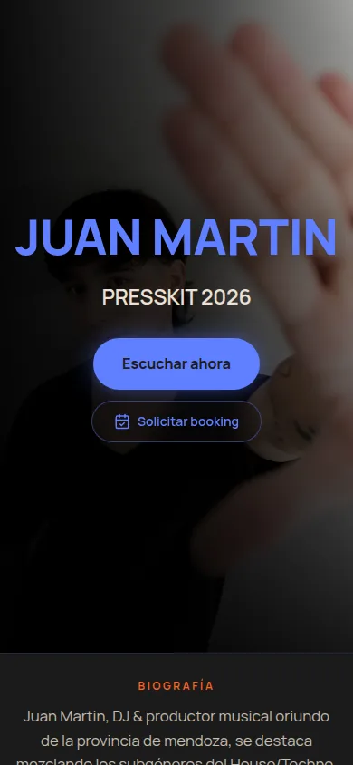 Captura real del PressKit de Juan Martin
