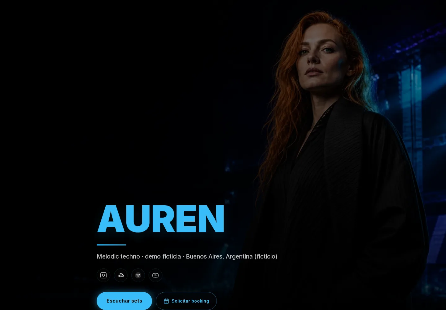 PressKit de ejemplo de Auren en escritorio